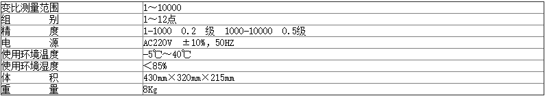 变压器变比测试仪技术指标